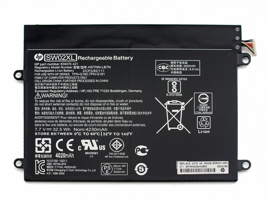 HP SW02XL Battery HSTNN-IB7N TPN-Q180 859470-1B1 859470-121 Fit X2 210 G2