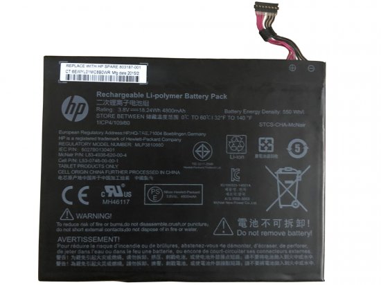 MLP3810980 HP 803187-001 Battery 6027B0130401 L83-4938-620-00-4 L53-0746-00-00-1